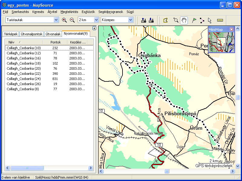 Néhány pontos tracklogok törlése után